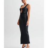 Aubrie Keyhole Satin Maxi Dress