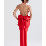 Ilaria Red Bow Halter Dress