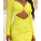 Asymmetric Neck Cut Out Ruched Mini Dress