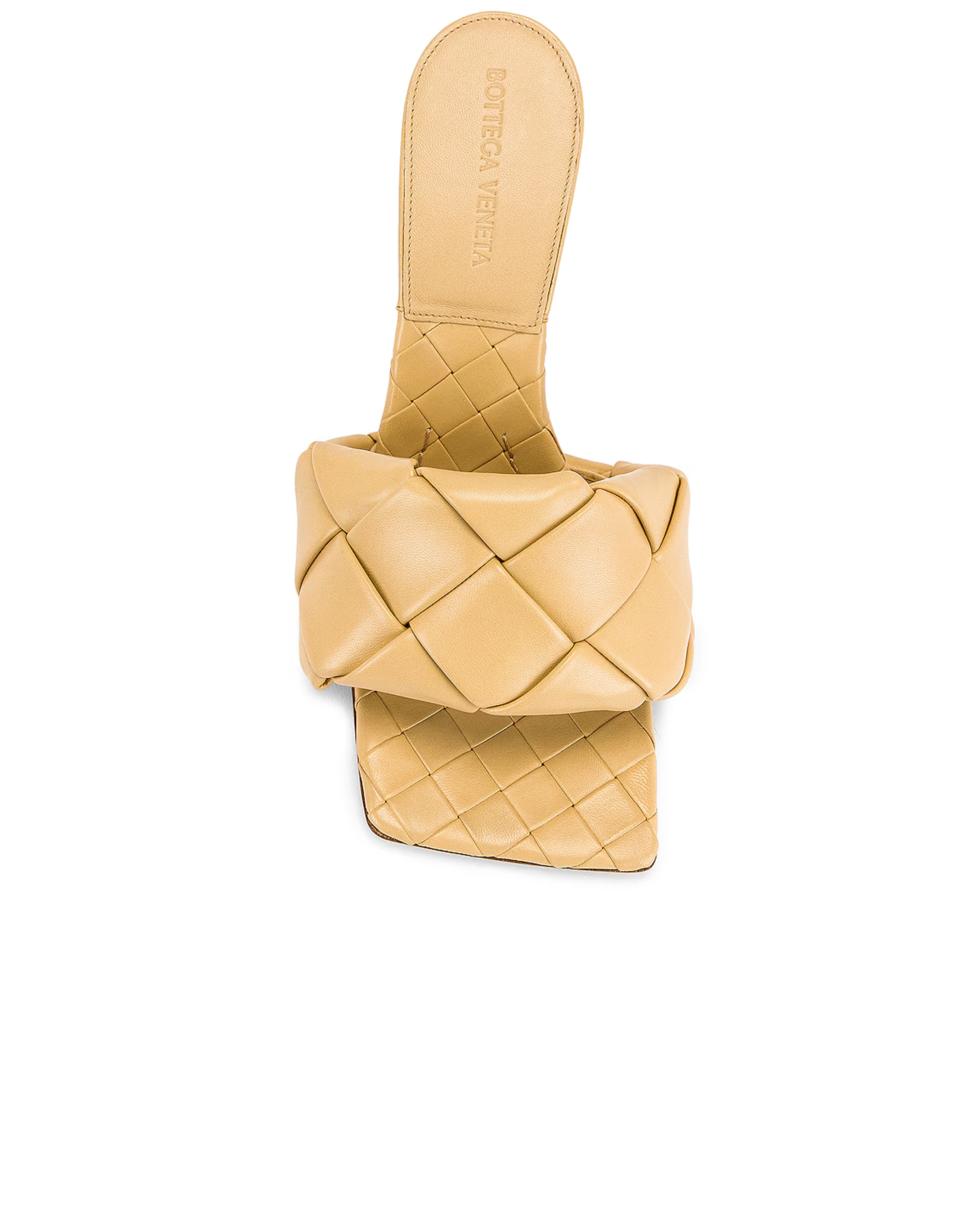 Beige leather Lido mule sandals with quilted strap and chunky heel — Bottega Veneta | Endless UAE
