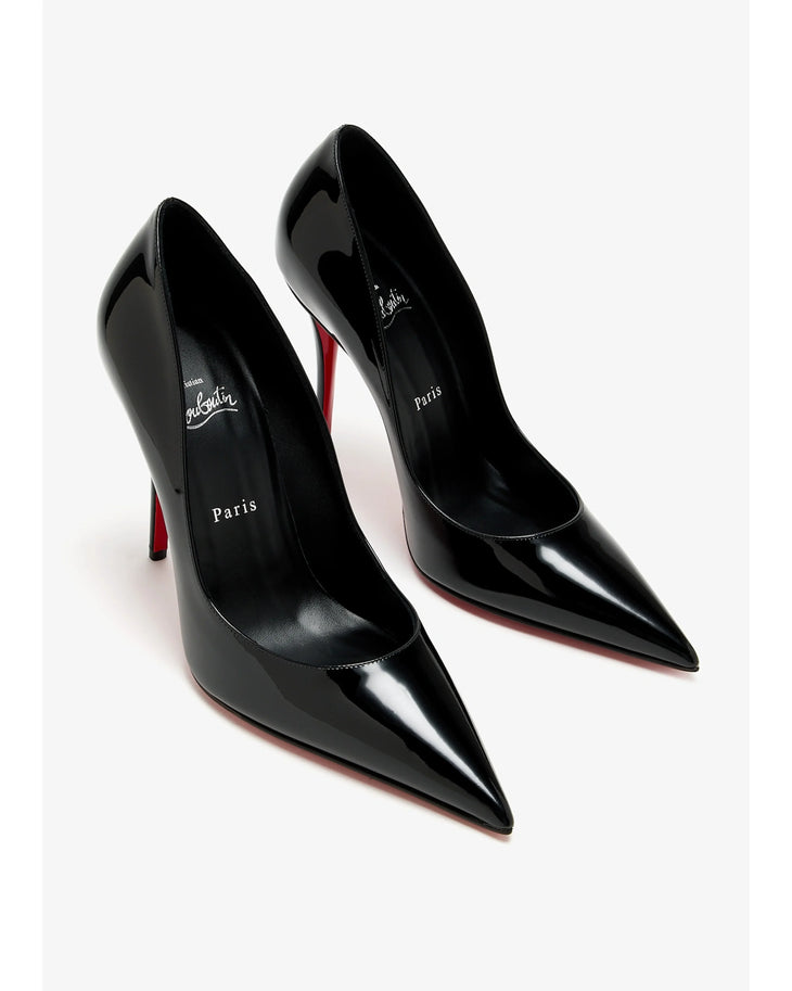 Black patent leather pointed-toe pump with red sole — Christian Louboutin | Endless UAE