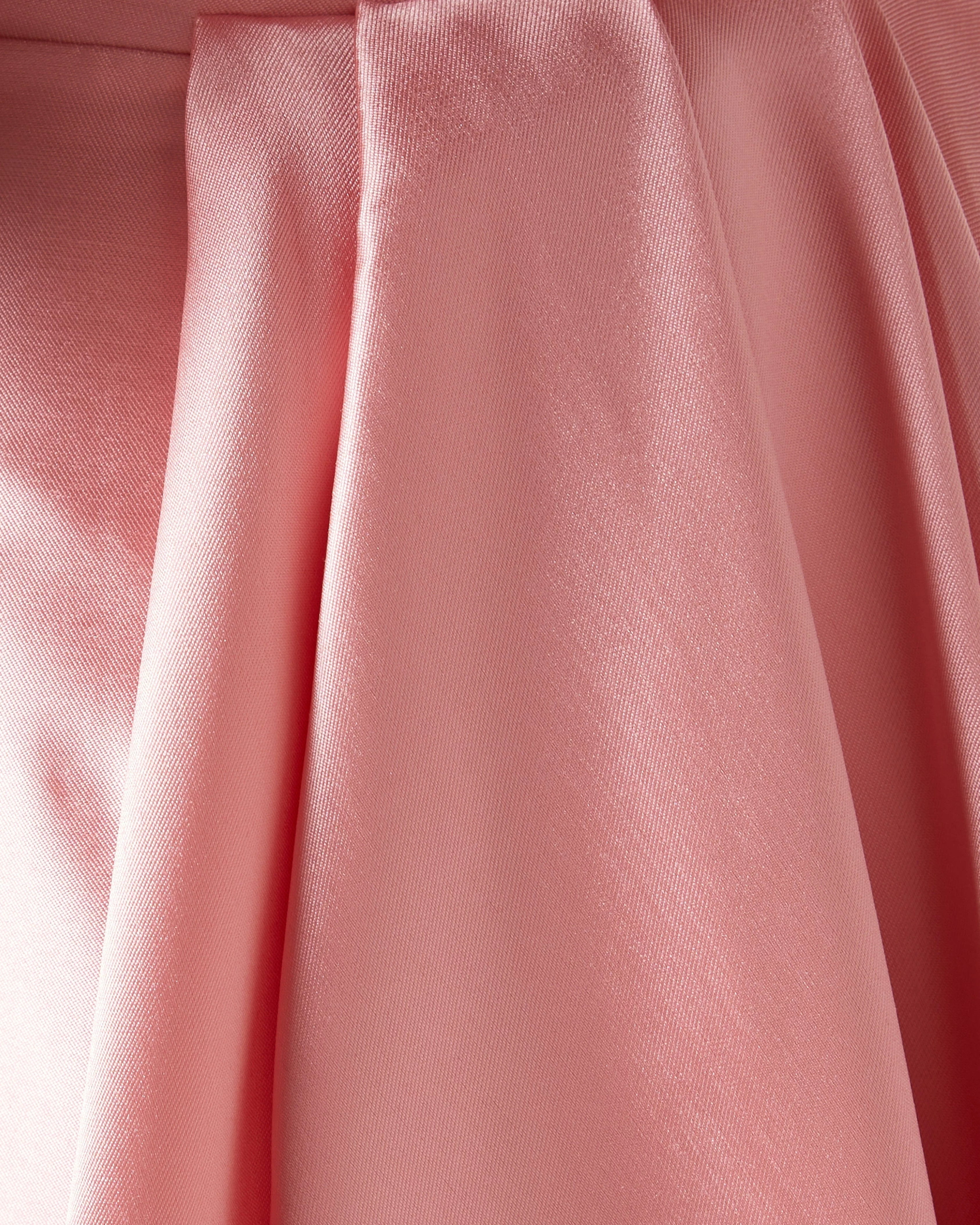 Imani Strapless Gown in pink satin fabric with draped folds and elegant texture — Solace London | Endless UAE