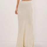 Charli Satin Maxi Skirt in cream worn with matching top — Dissh | Endless UAE
