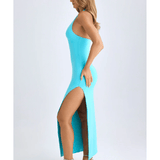 High-Split Halterneck Maxi Dress