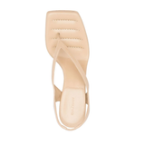 Beige quilted square-toe sandals with slingback strap and low heel — Gia Borghini | Endless UAE