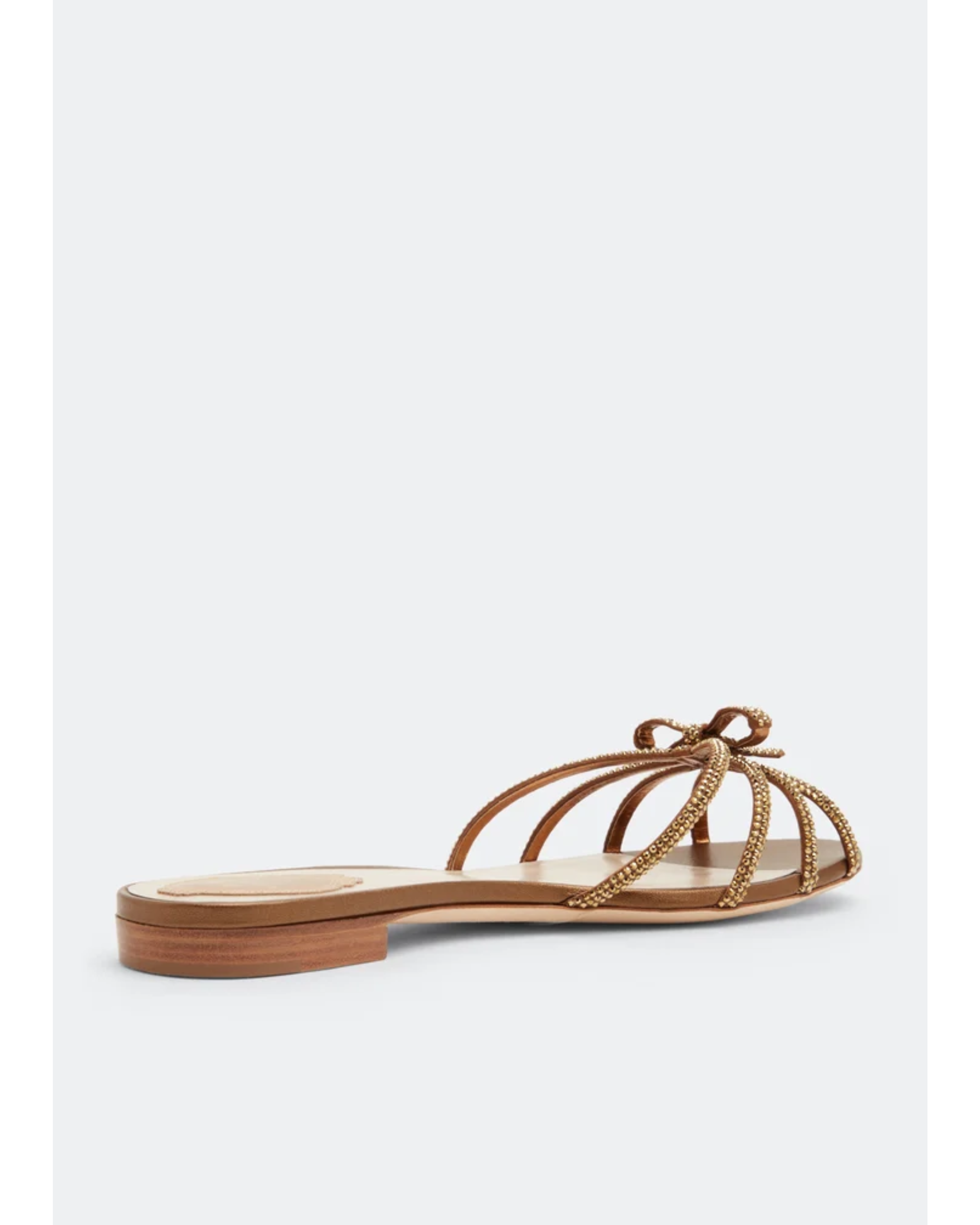 Strass flat sandals with embellished bow detail in cream and gold — Rene Caovilla | Endless UAE