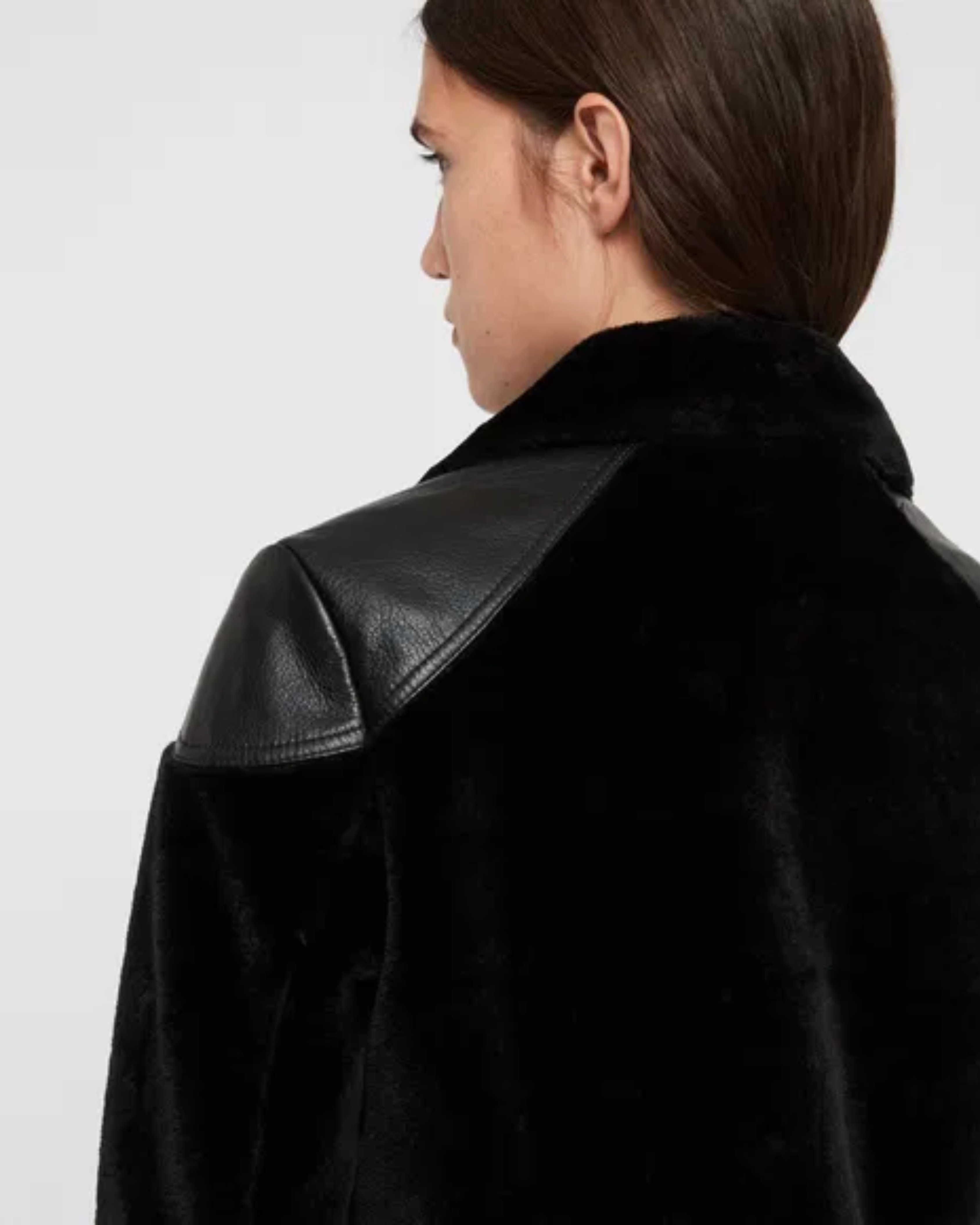 Zola Lux Leather Biker Jacket in black with notch lapels and zip pockets — All Saints | Endless UAE