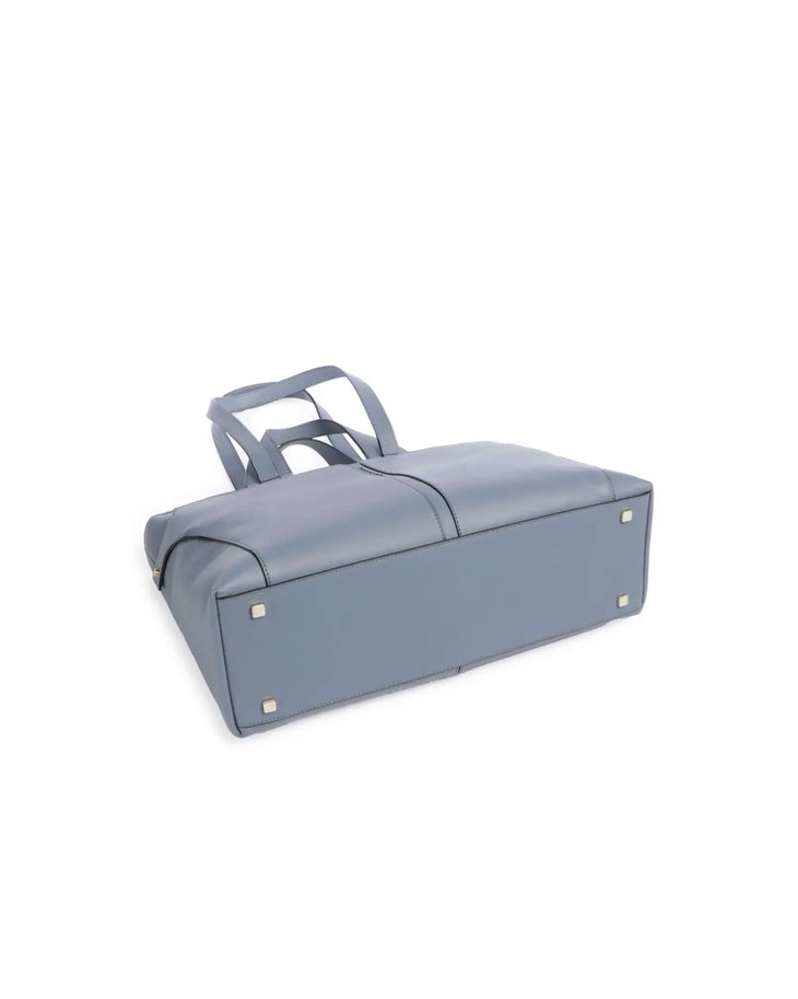 Blue leather tote bag with dual handles and structured design — Piquadro | Endless UAE