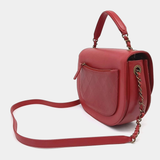 Red leather curved messenger bag with interlocking CC logo detail — Chanel | Endless UAE