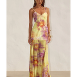 Tulia Low Back Maxi Dress in yellow and purple tie-dye print — Runaway The Label | Endless UAE
