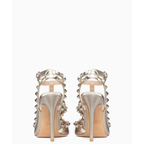 Rockstud Metallic Leather Ankle-strap Pump