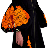 Lilies Sleeves Embroidered Cotton Caftan Maxi