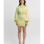 Lime green Coco Mini dress with puffed sleeves and ruched skirt — Finders Keepers | Endless UAE