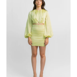 Lime green Coco Mini dress with puffed sleeves and ruched skirt — Finders Keepers | Endless UAE