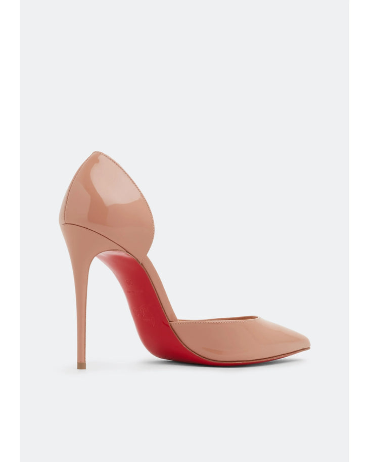 Nude patent leather pointed-toe pump with stiletto heel — Christian Louboutin | Endless UAE