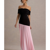 Venezia Bardot Puff-Skirt Maxi Dress