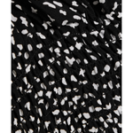 Black cupro-blend crepe midi dress with white abstract print and draped fabric detail — Maje | Endless UAE