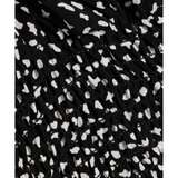 Black cupro-blend crepe midi dress with white abstract print and draped fabric detail — Maje | Endless UAE