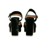 Green velvet platform sandal with chunky heel and ankle strap — Tori Burch | Endless UAE