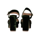 Green velvet platform sandal with chunky heel and ankle strap — Tori Burch | Endless UAE