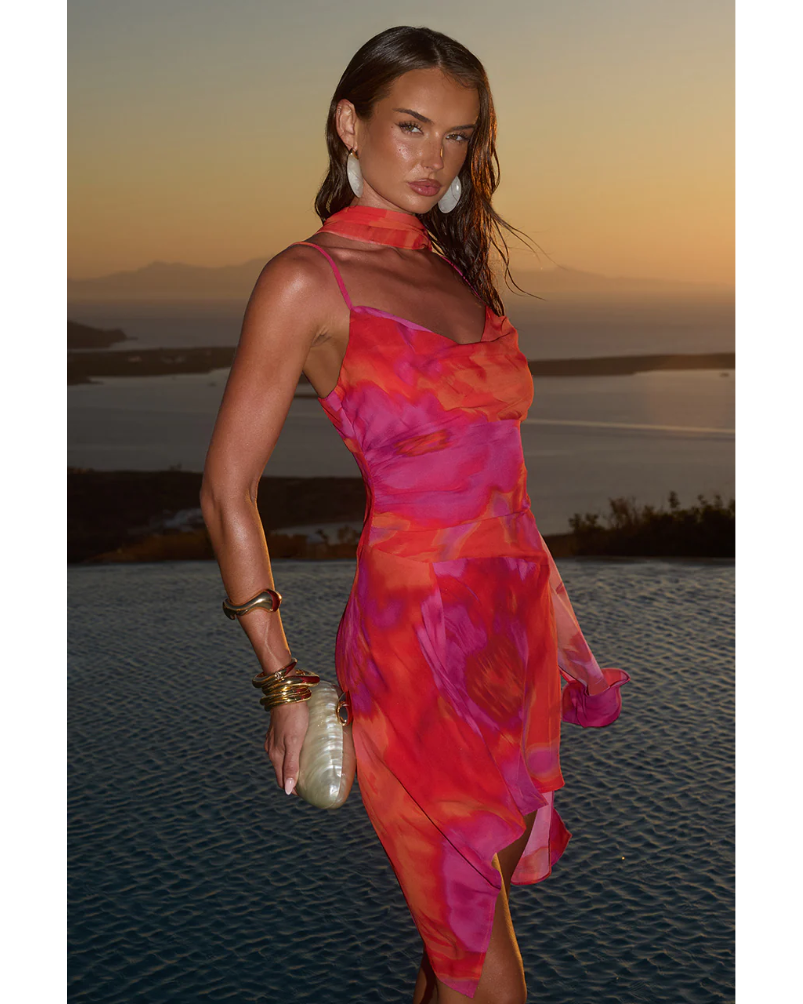 Alora Scoop Mini Dress in red and pink tie-dye — Runaway The Label | Endless UAE