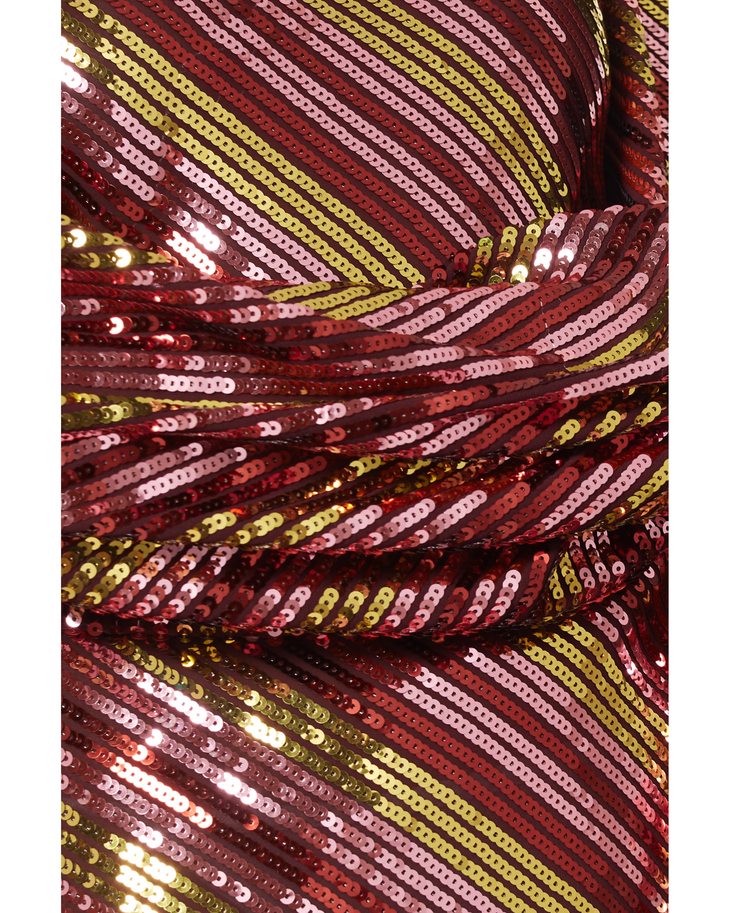 Harriet burgundy sequined mini dress with black velvet collar and cutout details — RIXO | Endless UAE