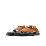 Hermes Empire suede goatskin womens sandal with brown strap and black sole — Hermes | Endless UAE