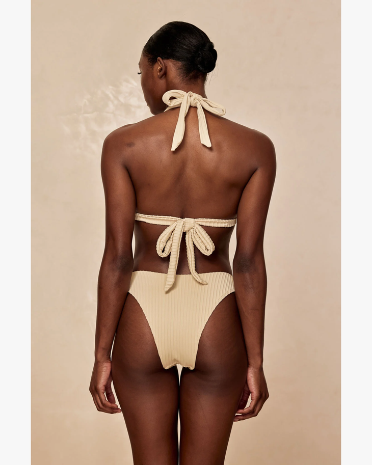 Morocco Top in cream ribbed fabric with halter neckline — Monday Swimwear | Endless UAE