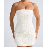 Azaelea Floral-Appliqué Bandeau A-Line Mini Dress