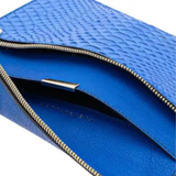 Blue snakeskin clutch with gold zip detail — Victoria Beckham | Endless UAE