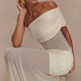 Meshki Dallas One Shoulder Mesh Maxi Dress