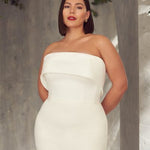 Off-shoulder white mermaid wedding gown with elegant draping — MIKAELLA | Endless UAE