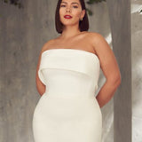 Off-shoulder white mermaid wedding gown with elegant draping — MIKAELLA | Endless UAE