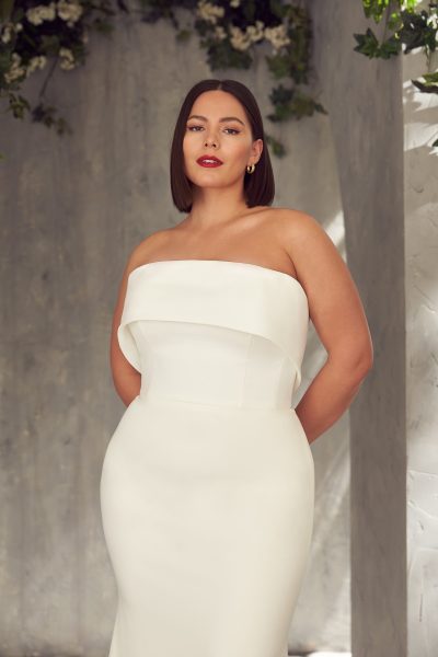 Off-shoulder white mermaid wedding gown with elegant draping — MIKAELLA | Endless UAE