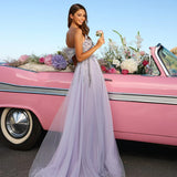 Lavender tulle ball gown with embellished bodice and flowing skirt, styled with pink vintage car — Catwalk Couture | Endless UAE