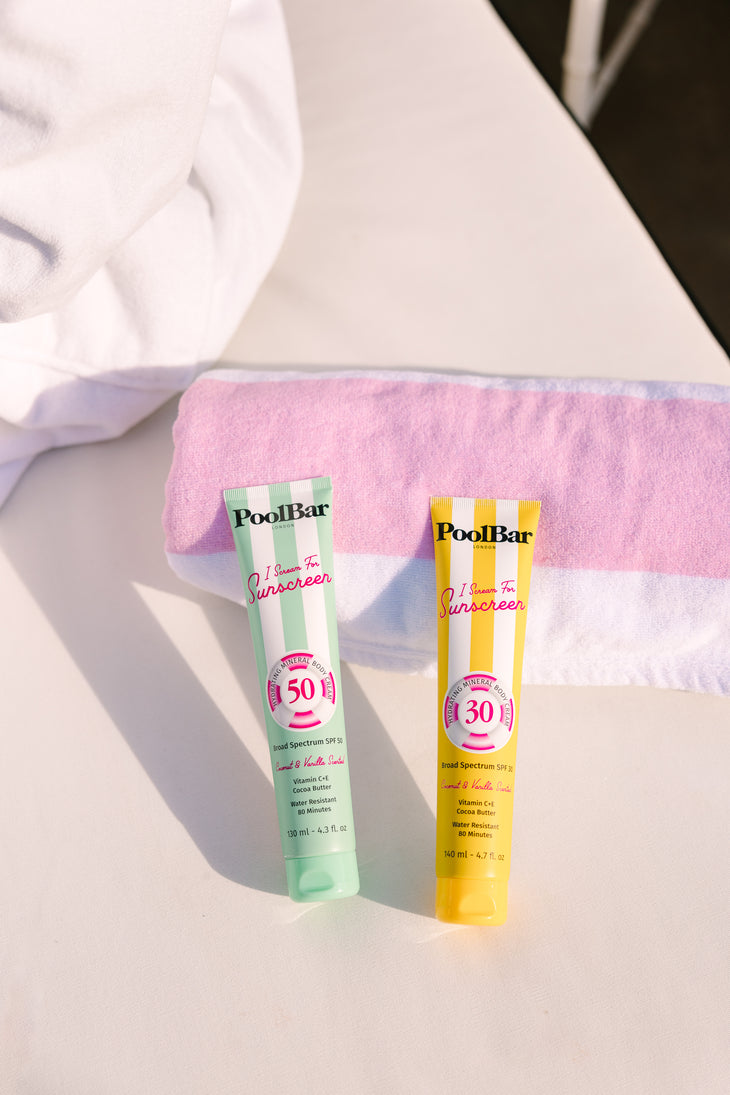 I Scream For Sunscreen SPF 50 tube in mint green striped packaging — PoolBar London | Endless UAE