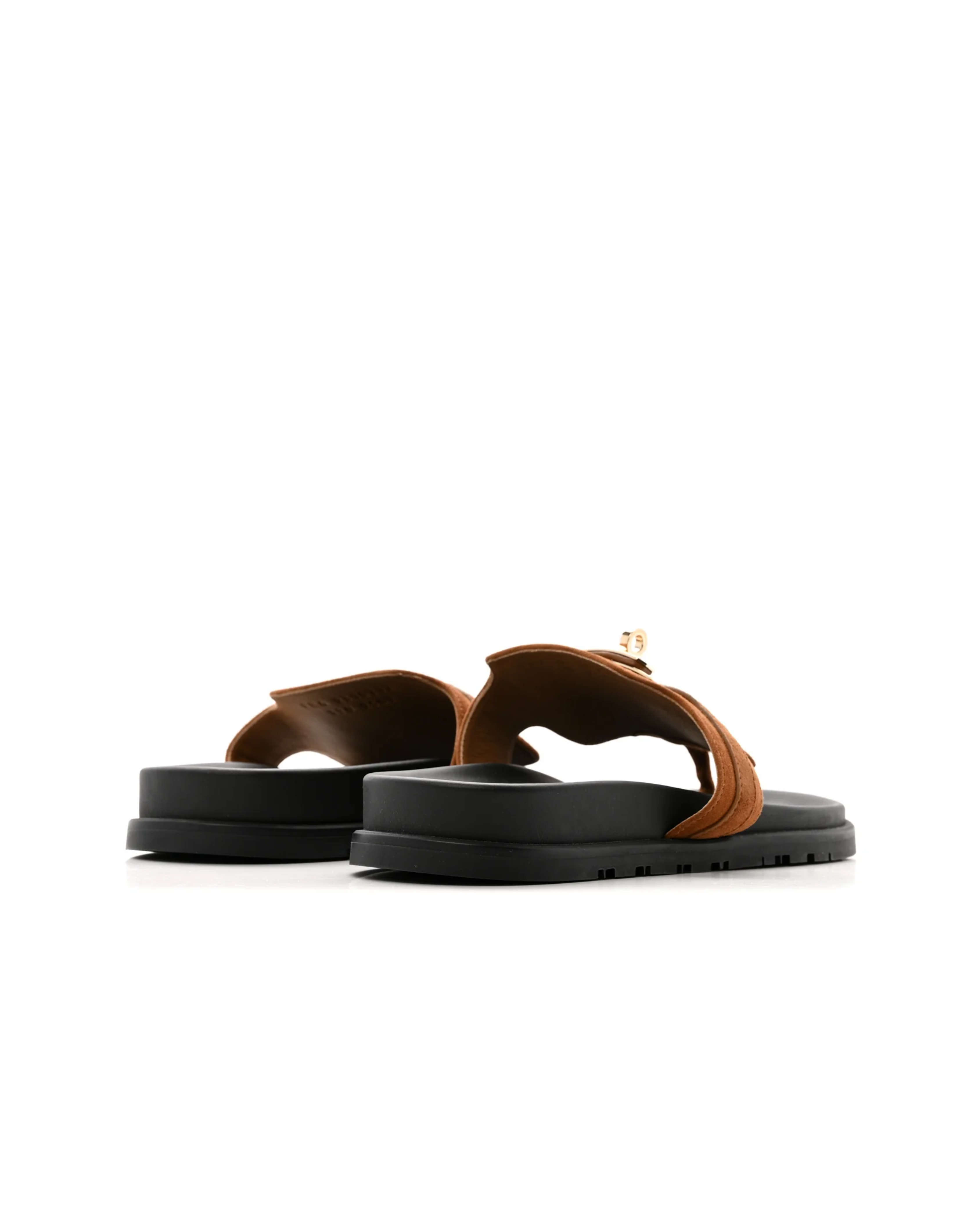 Hermes Empire suede goatskin womens sandal with brown strap and black sole — Hermes | Endless UAE