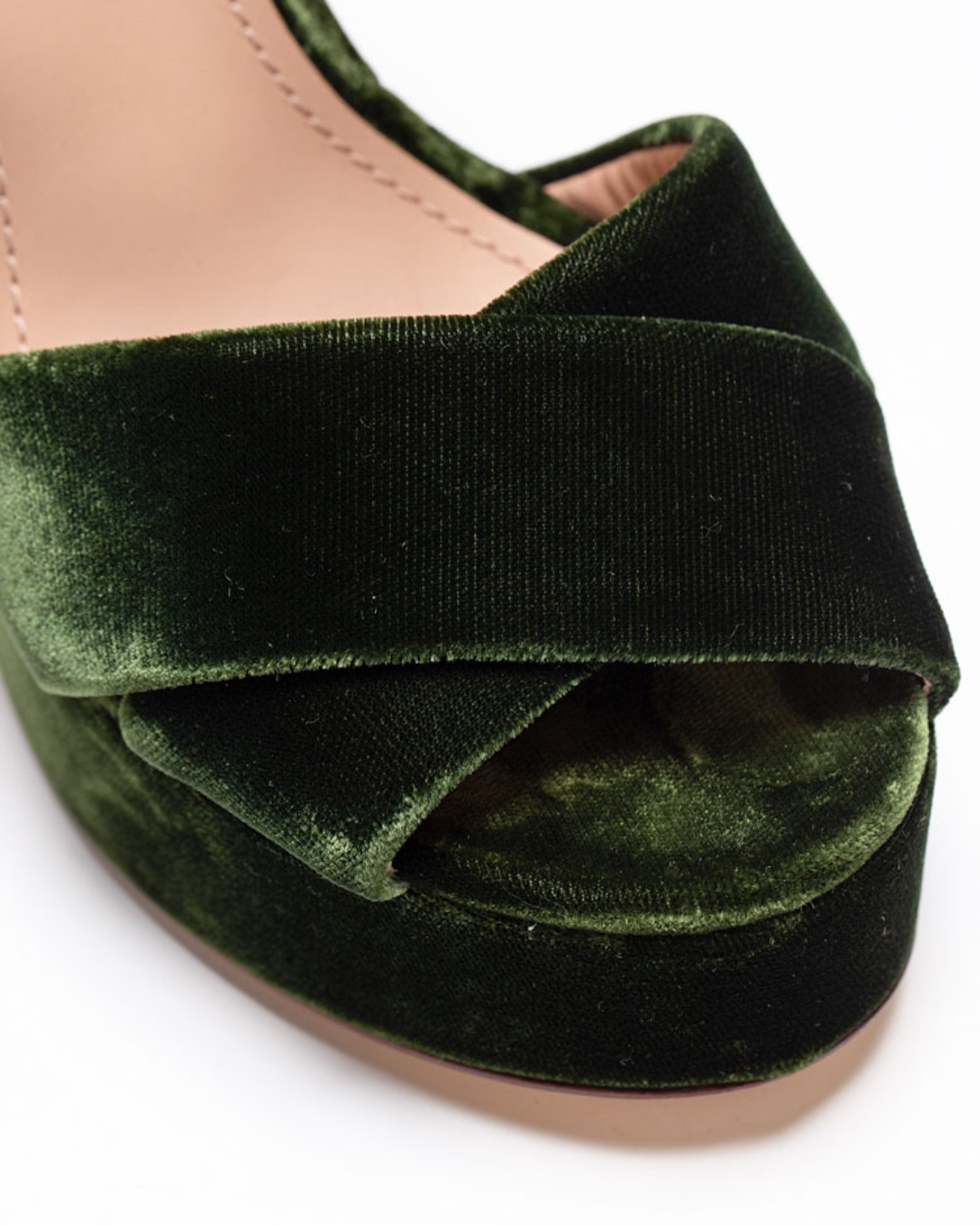 Green velvet platform sandal with chunky heel and ankle strap — Tori Burch | Endless UAE