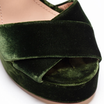 Green velvet platform sandal with chunky heel and ankle strap — Tori Burch | Endless UAE