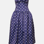 Navy polka-dot strapless cocktail dress with full skirt — Self-Portrait | Endless UAE