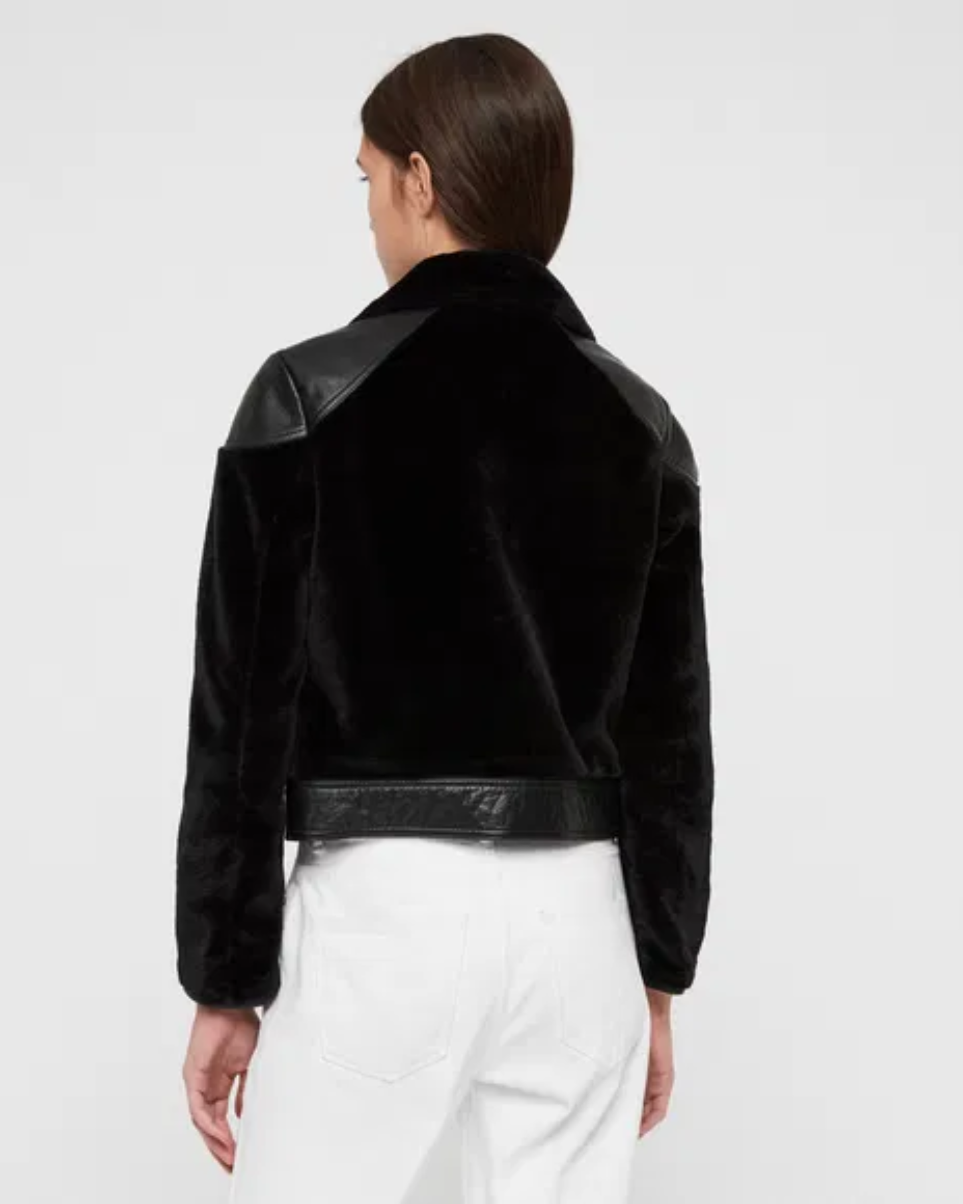 Zola Lux Leather Biker Jacket in black with notch lapels and zip pockets — All Saints | Endless UAE