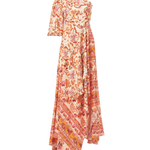 Piper Dress in coral floral print with one-shoulder neckline and flowing maxi silhouette — Amur | Endless UAE