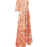 Piper Dress in coral floral print with one-shoulder neckline and flowing maxi silhouette — Amur | Endless UAE