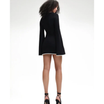 Black V-neck mini dress with pearl trim and bell sleeves — Khanum's | Endless UAE