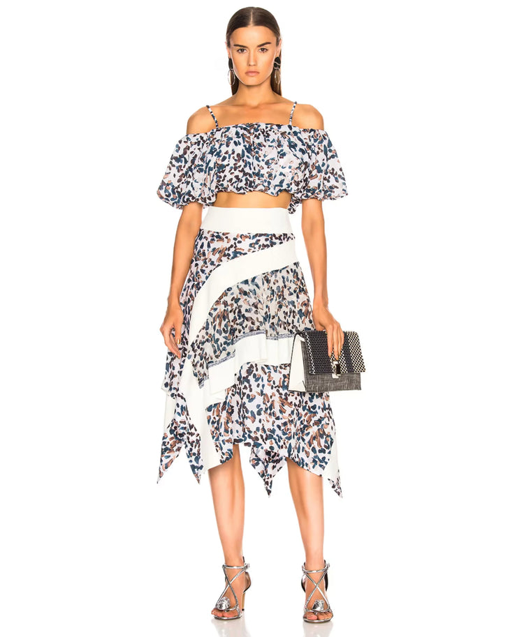 Layered Painted Dot Skirt with cream and navy pattern — 3.1. Philip Lim | Endless UAE