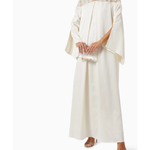 Elegant ivory maxi dress with lace yoke detail and dramatic wide cape sleeves — Nass | Endless UAE