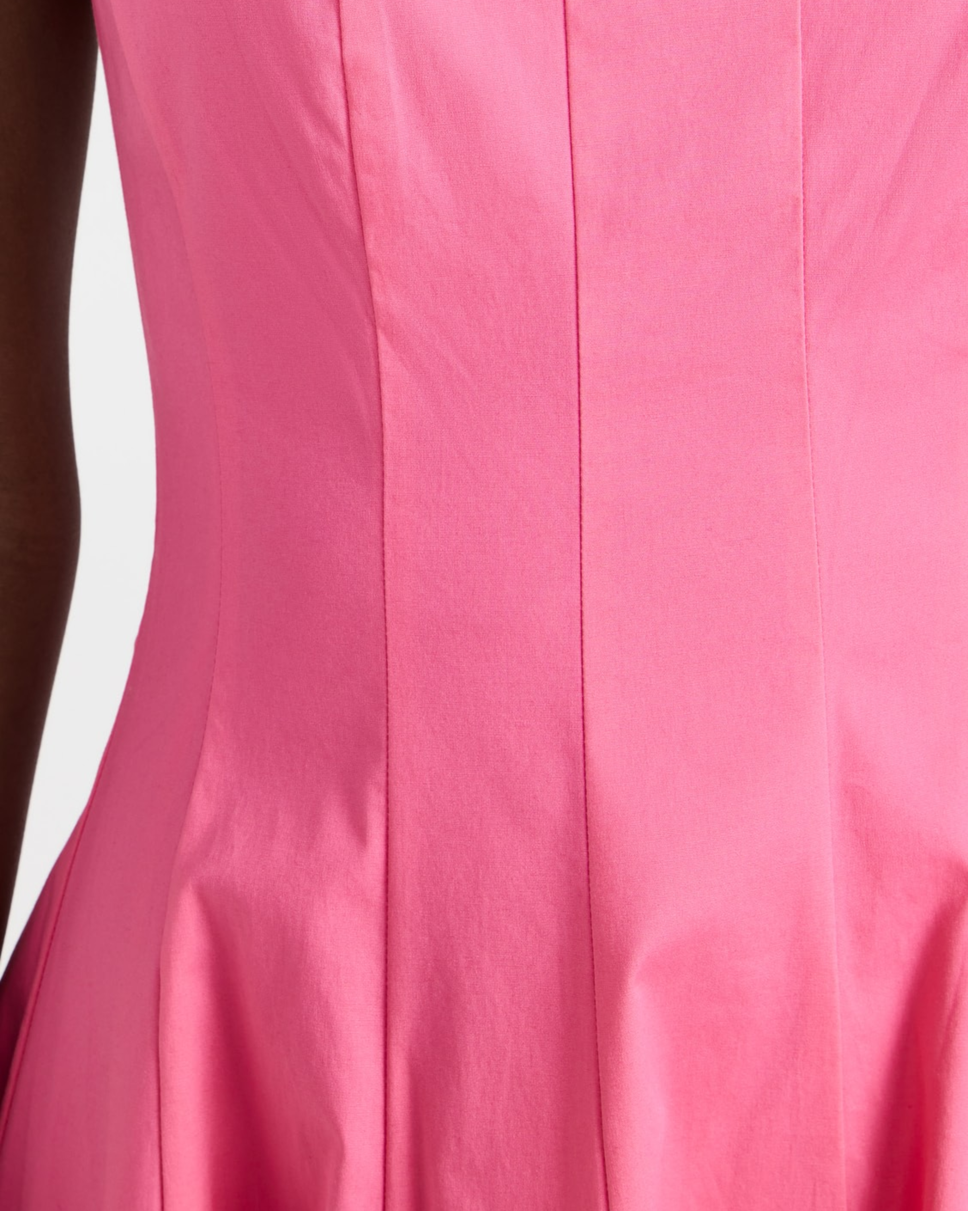 Pink sleeveless midi dress with square neckline and full skirt — Staud | Endless UAE