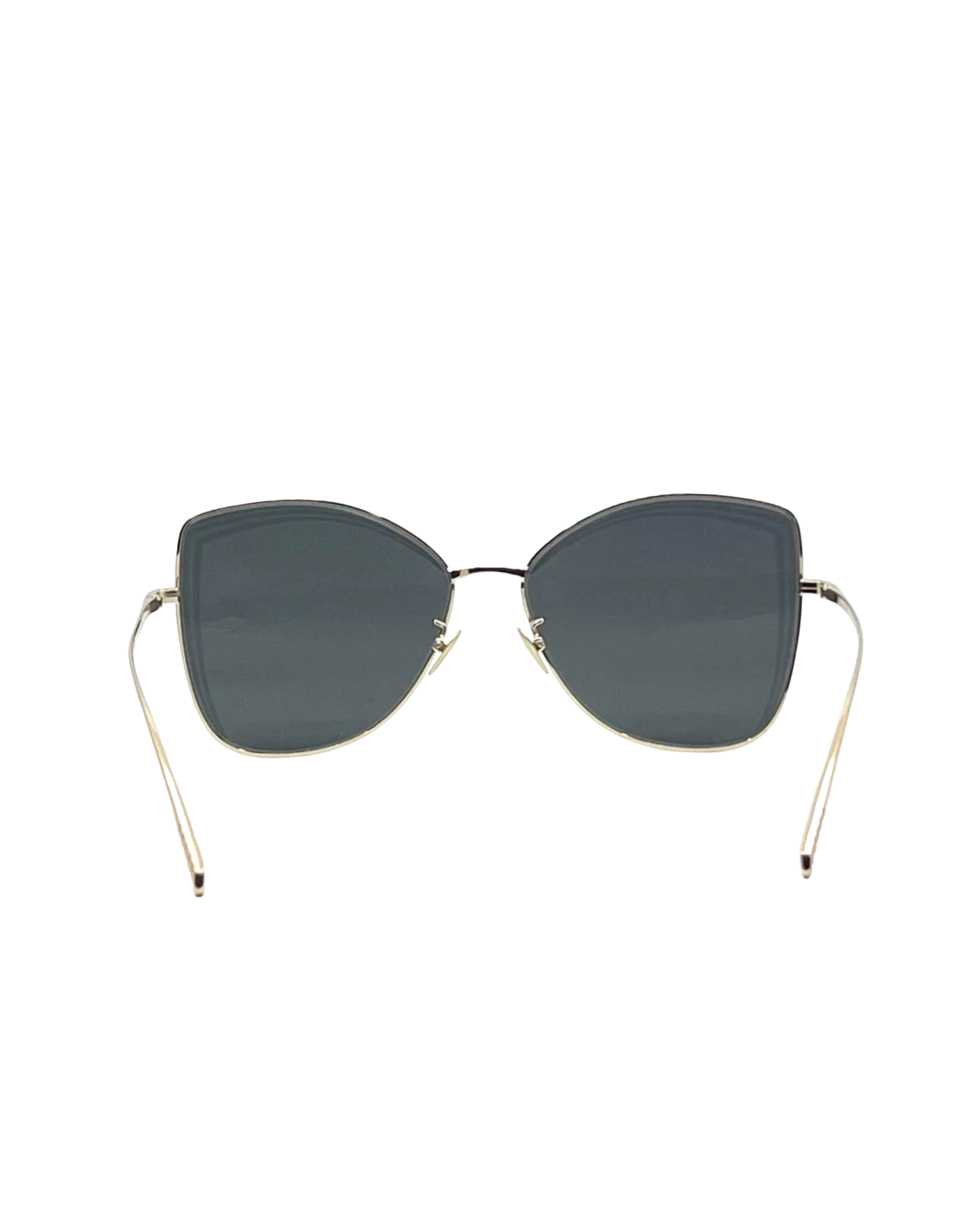 Gold cat-eye sunglasses with dark gray lenses and thin metal frames — Chanel | Endless UAE