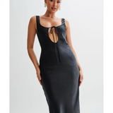 Aubrie Keyhole Satin Maxi Dress