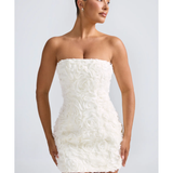 Azaelea Floral-Appliqué Bandeau A-Line Mini Dress